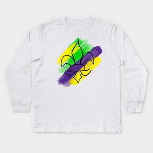 Mardi Gras Fleur de Lis Kids Long Sleeve T-Shirt